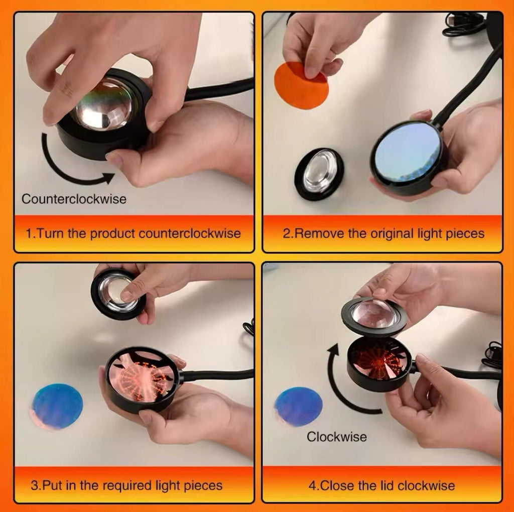 16-Color 360° Sunset Projector Lamp with USB Remote - Perfect LED Desk Night Light
