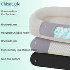 Indulge in Luxury with the Giant Ivory White Human Dog Bed - Orthopedic Foam Comfort with Cozy Blanket and Portable Design