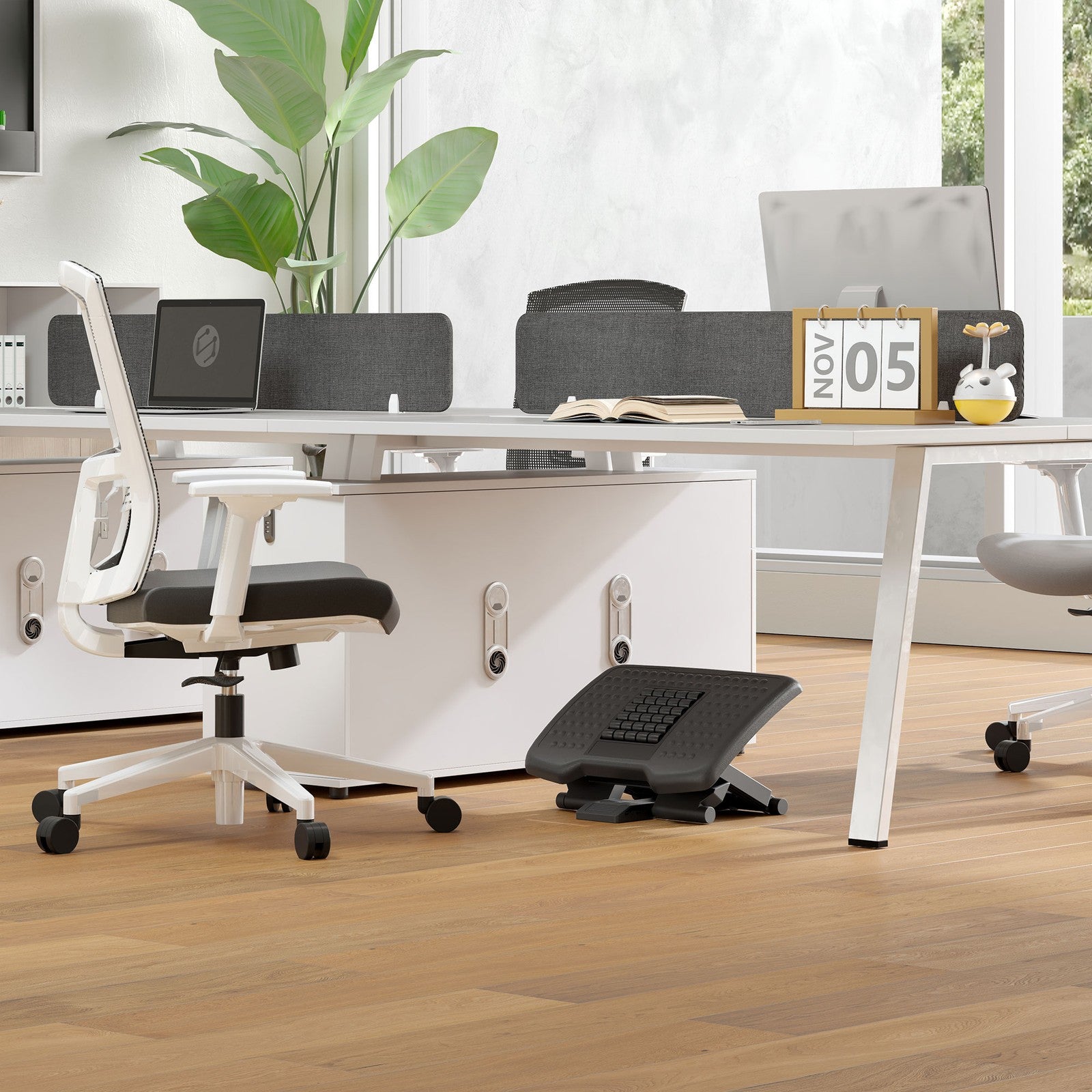 Experience Ultimate Comfort with the Adjustable Ergonomic Foot Rest Under Desk Featuring Soothing Massage Rollers