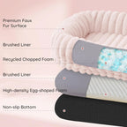 Indulge in Comfort: Luxury Striped Faux Fur Human Dog Bed with Orthopedic Foam and Cozy Blanket - Perfect for You and Your Pet!