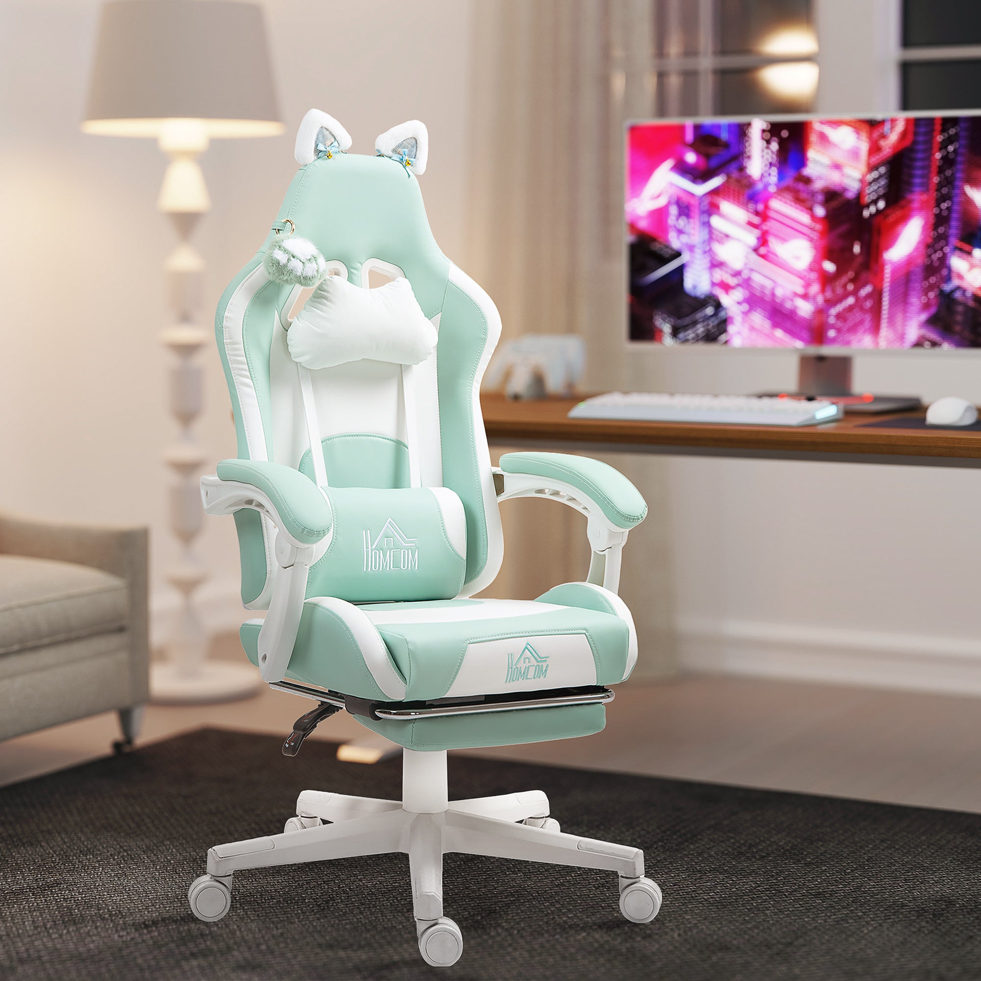 Experience Ultimate Comfort with the Ergonomic Racing Gaming Chair Featuring Recline and Footrest in Sleek Black Faux Leather