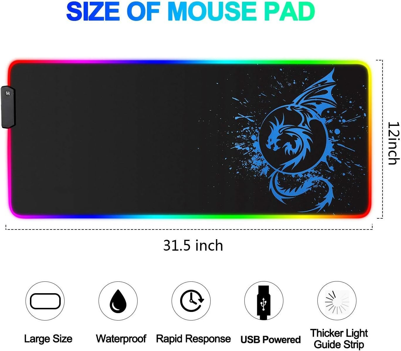Elevate Your Gaming Experience with the Extra Large Vibrant RGB Gaming Mouse Pad - 15 Dynamic Lighting Modes & Anti-Slip Design