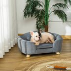 Luxurious Cozy Pet Sofa for Small Dogs & Cats - Elegant Wooden Frame with Removable Washable Cushion