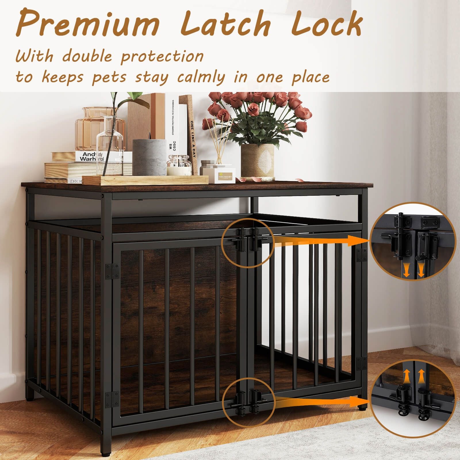 Stylish and Durable 3-Door Dog Crate with Hollow Top – The Perfect Home for Your Small to Medium Dogs!