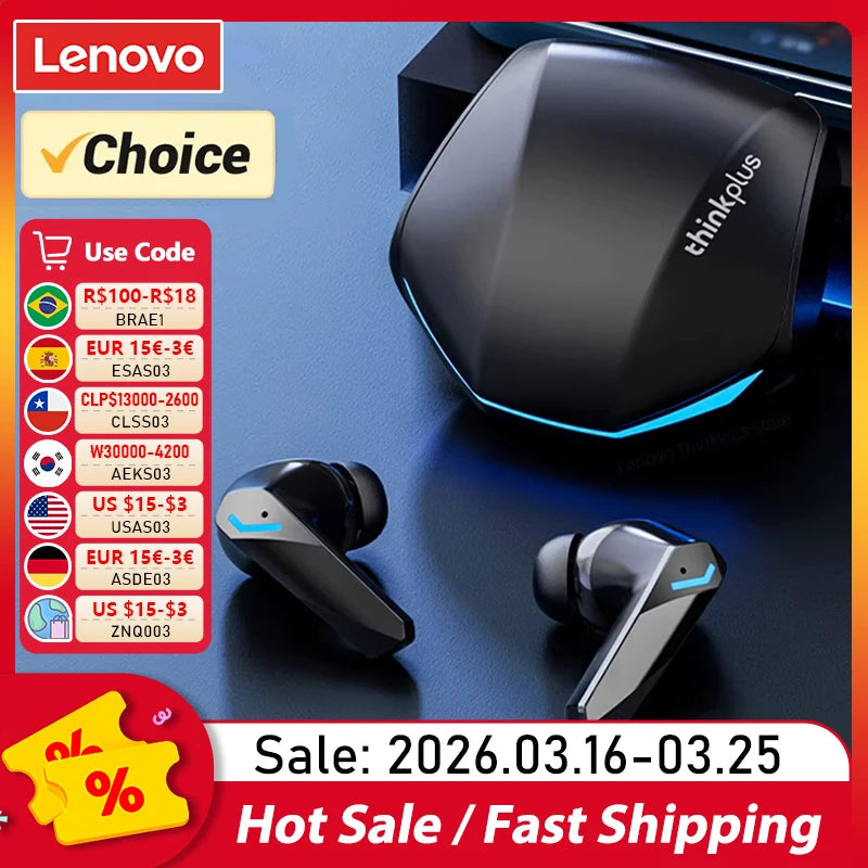 Experience Superior Sound with Lenovo GM2 Pro Bluetooth 5.3 Earphones - Dual Modes for Music and Gaming, Active Noise Cancelling, and Long Battery Life!