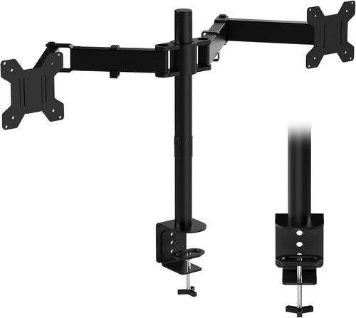 Elevate Your Workspace with the Adjustable Double Twin Arm Desk Mount for 13”-32” LCD Monitors and TVs