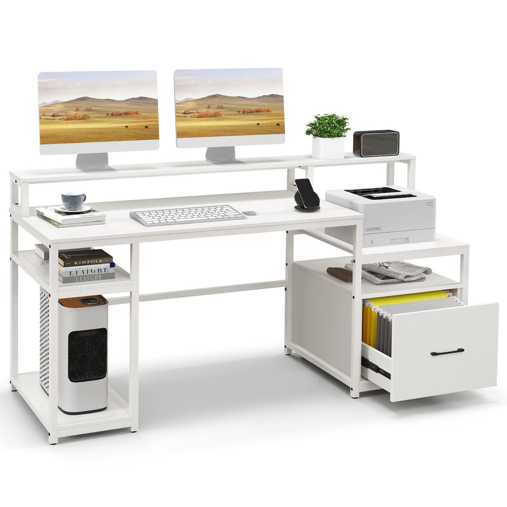 Elevate Your Workspace with the 168 CM Modern Home Office Computer Desk Featuring a Convenient Monitor Stand