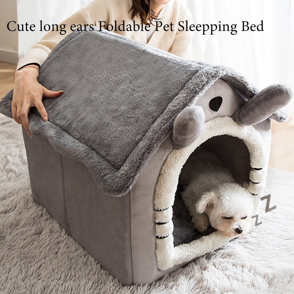 Cozy and Stylish Large Grey Pet Cat Bed - Perfect Warm House for Cats and Dogs!
