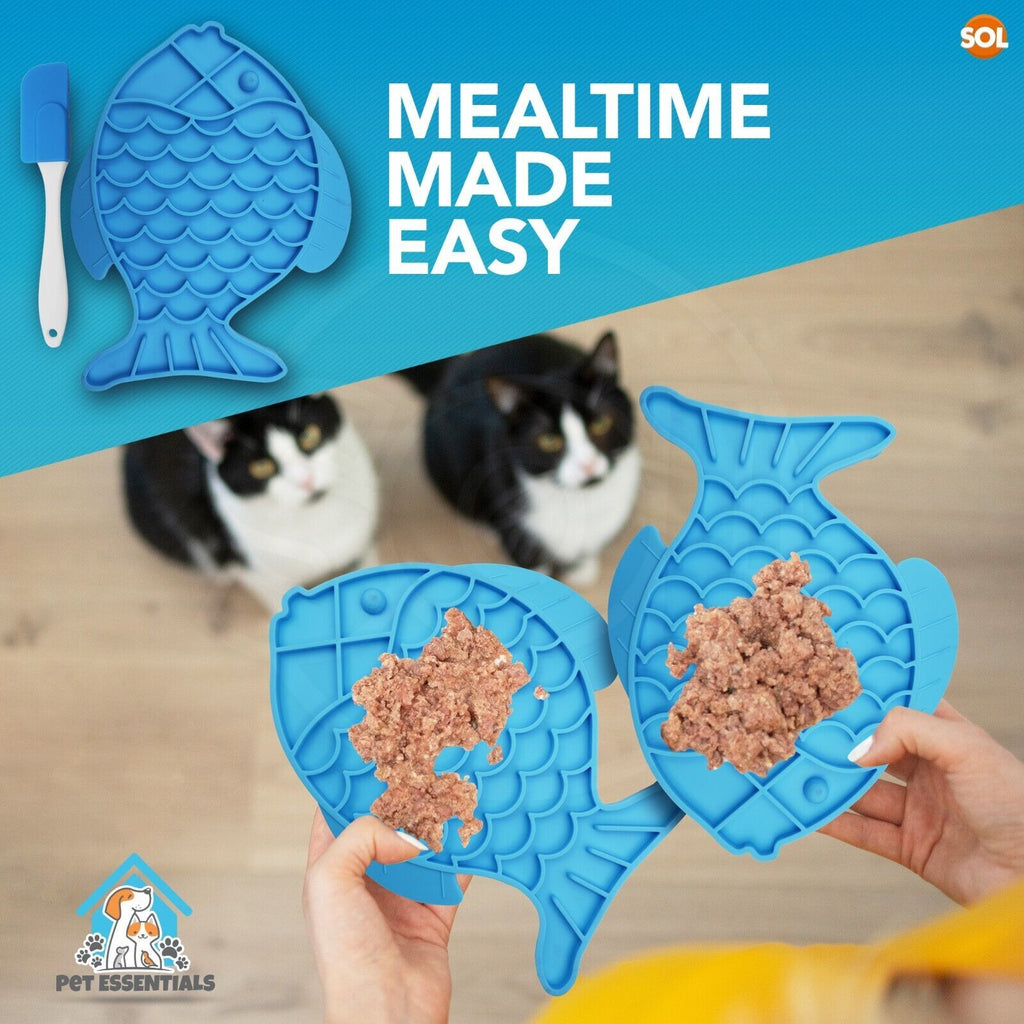 Elevate Your Pet's Mealtime with Our 2-Pack Silicone Lick Mats for Cats & Dogs - Includes Spatula & Strong Suction Cups!