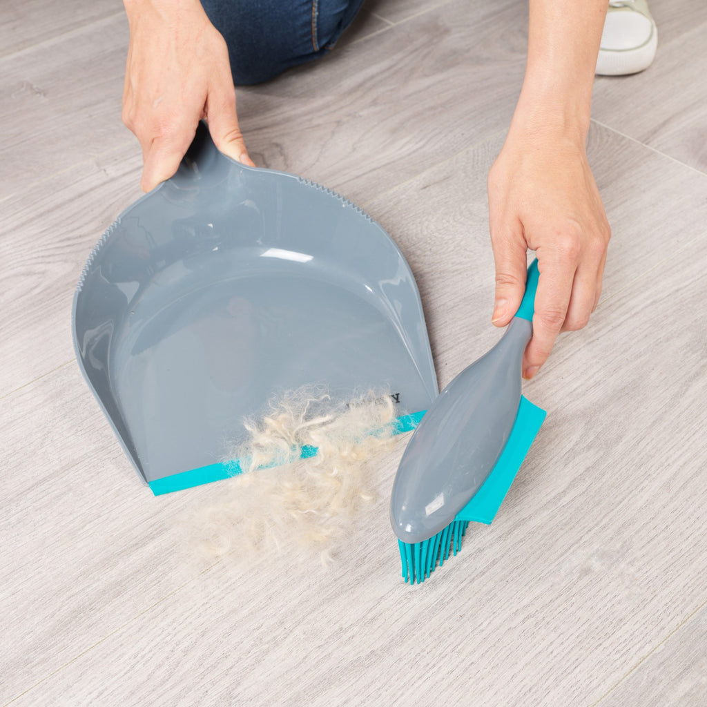 Beldray Antibac Pet Dustpan & Brush Set - Effortless Cleaning for Pet Owners with Rubber Bristles and Squeegee