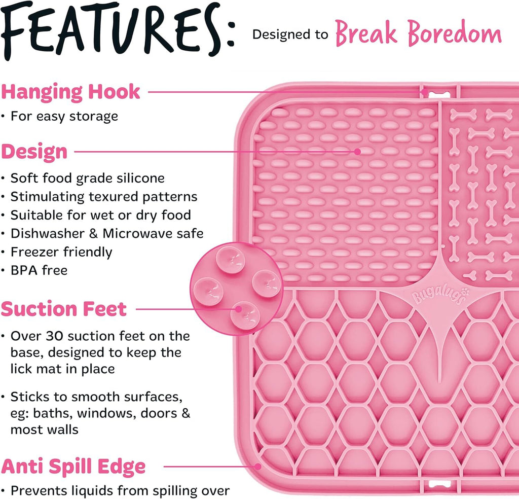 Transform Mealtime into Fun with the Bugalugs Boredom Breaker Lick Mat - Safe, Durable & Entertaining Pet Tool
