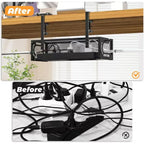 Transform Your Workspace with Our No-Drill Under-Desk Cable Management Tray - Clip-On Metal Mesh Organizer for a Tidy Home Office!