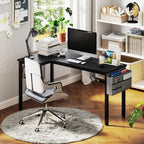 Stylish L-Shaped Corner Desk with Fabric Bag and Hooks - Perfect for Your Home Office or Study