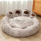 Indulge Your Dog with the Cozy Bear Paw Plush Bed - A Calming Non-Slip Cushion for Large Dogs