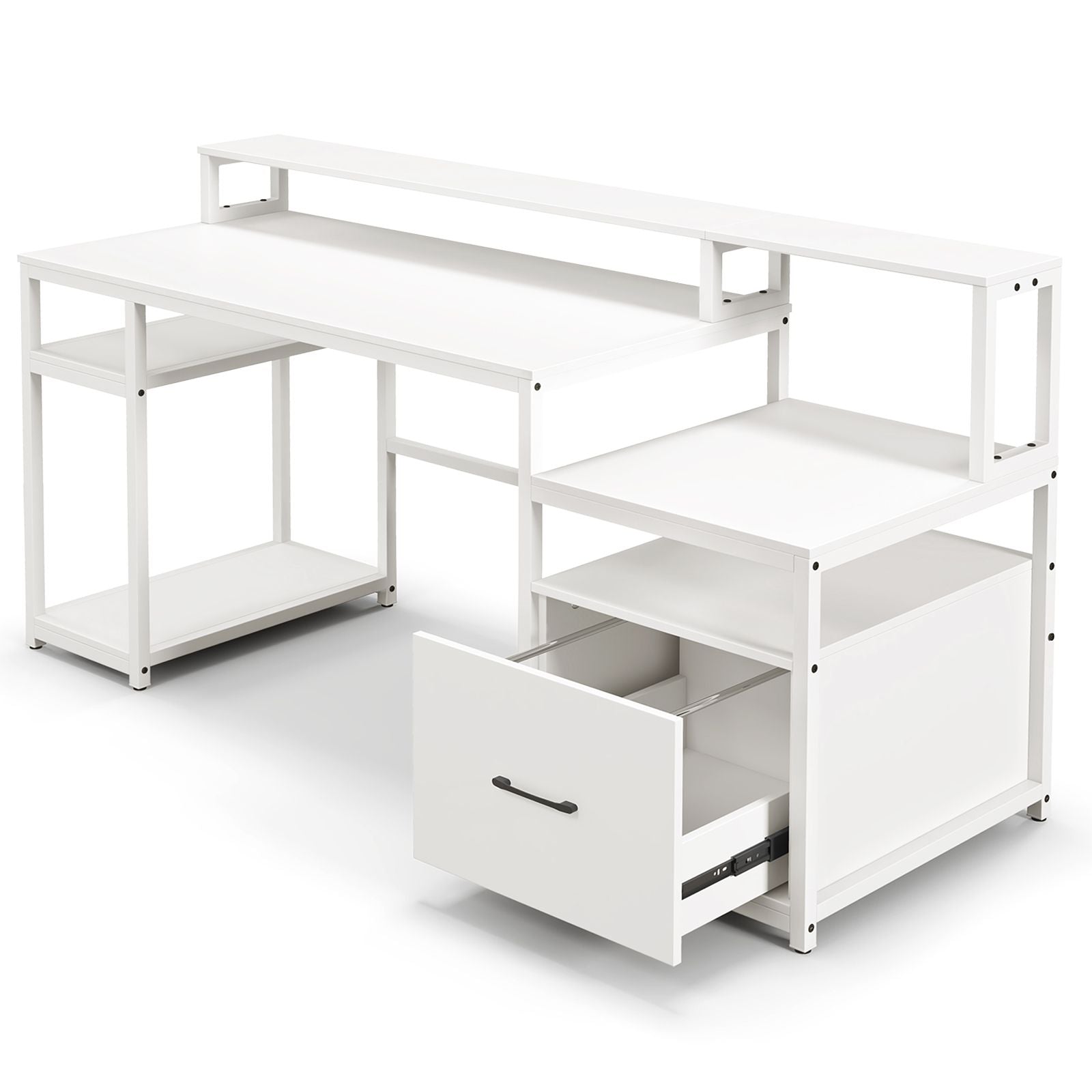 Elevate Your Workspace with the 168 CM Modern Home Office Computer Desk Featuring a Convenient Monitor Stand