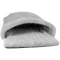 Luxurious Grey Fleece Cat Pouch Bed - Cozy Hideaway for Cats and Kittens