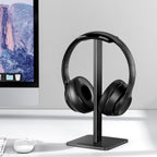 Elevate Your Audio Experience with the Sleek Black Aluminum Headphone Stand - The Ultimate Gaming and Earphone Display Solution