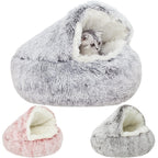 Indulge Your Pet with the Ultimate Hooded Faux Fur Cave Bed for Cats and Dogs - Soft, Cozy, and Calming Retreat
